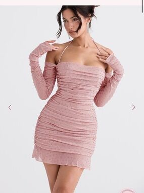 House of CB ESTELLA Soft Pink Crystallised Dress